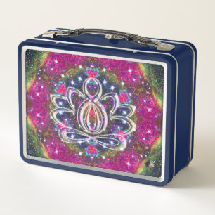 Atmospheric Zen Lotus Metal Lunch Box