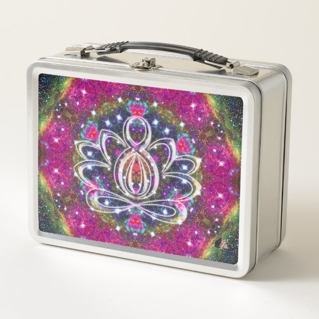 Atmospheric Zen Lotus Metal Lunch Box (Front)