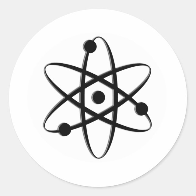 atom black classic round sticker (Front)