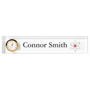 "Atom" Personalised Nameplate w/Clock