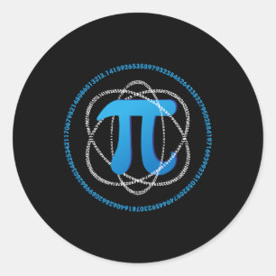 Atom Pi Day Math Science Lover Gift  Classic Round Sticker
