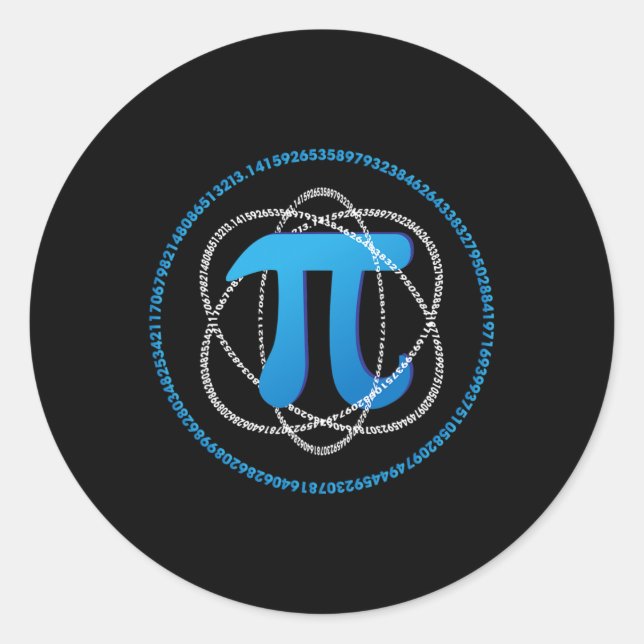Atom Pi Day Math Science Lover Gift  Classic Round Sticker (Front)
