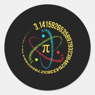 Atom Pi Math Science 3.14 Spiral Pi Day Mathematic Classic Round Sticker