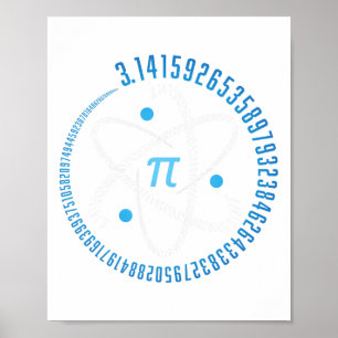 Atom Pi Math Science Stem Gift 3.14 Pi Day  Poster