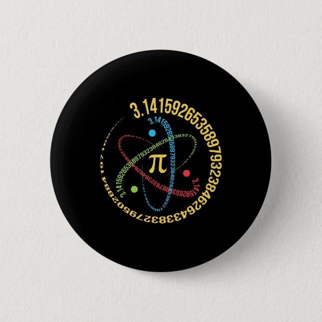 Atom Pi Math Science Stem Gifts 3.14 Pi Day  6 Cm Round Badge (Front)