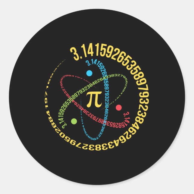 Atom Pi Math Science Stem Gifts 3.14 Pi Day  Classic Round Sticker (Front)