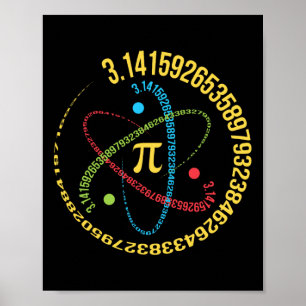 Atom Pi Math Science Stem Gifts 3.14 Pi Day  Poster