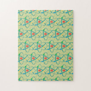 Atom Retro Protons Neutron Electrons Science Lover Jigsaw Puzzle