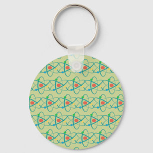 Atom Retro Protons Neutron Electrons Science Lover Key Ring