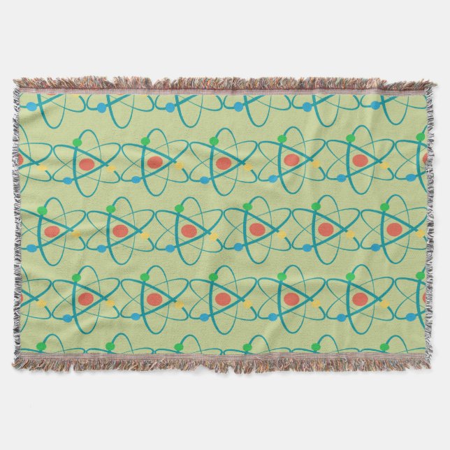 Atom Retro Protons Neutron Electrons Science Lover Throw Blanket (Front)