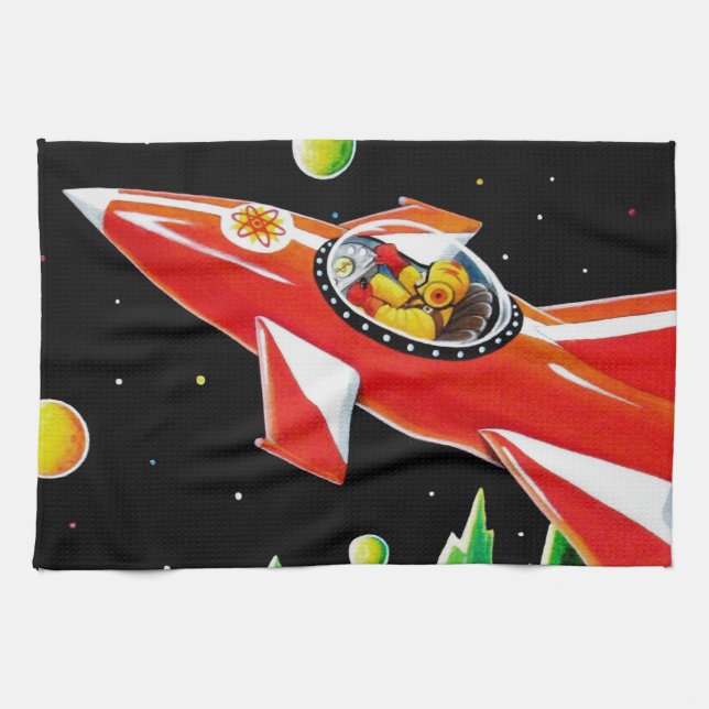 ATOM ROCKET TEA TOWEL (Horizontal)