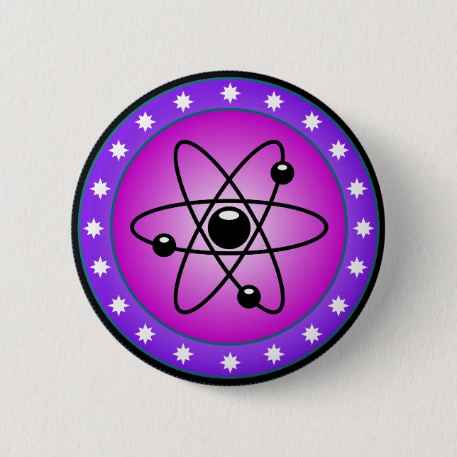 Atom Symbol on a Pink background 6 Cm Round Badge (Front)