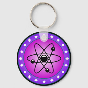 Atom Symbol on a Pink background Key Ring