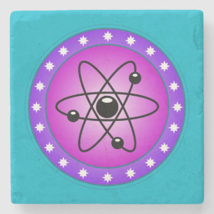 Atom Symbol on a Pink background Stone Coaster