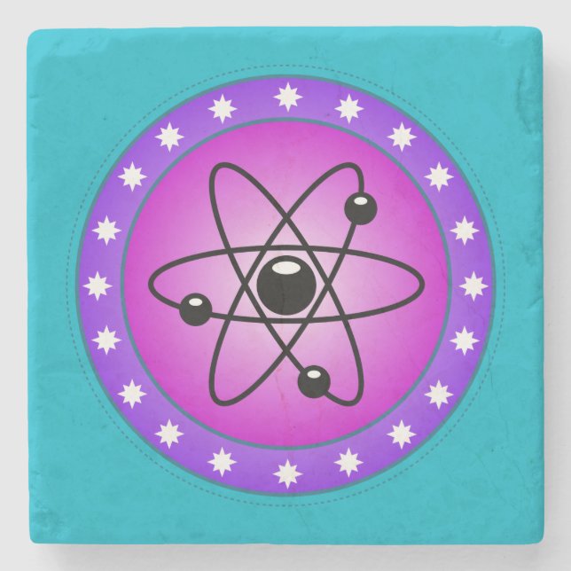 Atom Symbol on a Pink background Stone Coaster (Front)