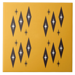 Atomic 1950’s Diamonds Pattern Orange Ceramic Tile