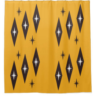 Atomic 1950’s Diamonds Pattern Orange Shower Curtain