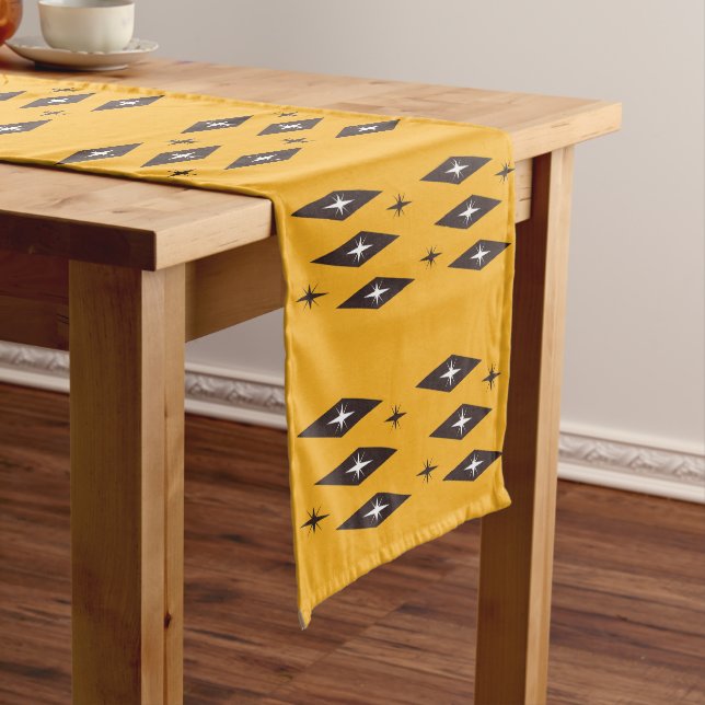 Atomic 1950’s Diamonds Pattern Orange Table Runner (In Situ)