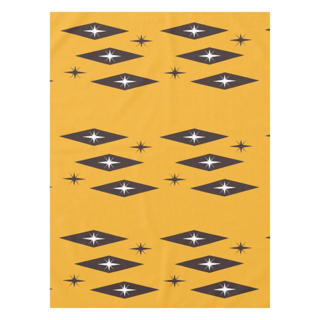 Atomic 1950’s Diamonds Pattern Orange Tablecloth (Front)