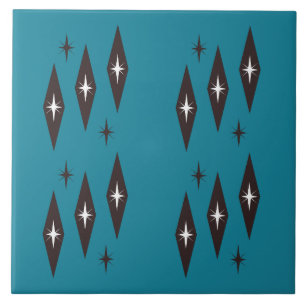 Atomic 1950’s Diamonds Pattern Teal Ceramic Tile