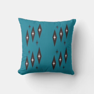 Atomic 1950’s Diamonds Pattern Teal Cushion