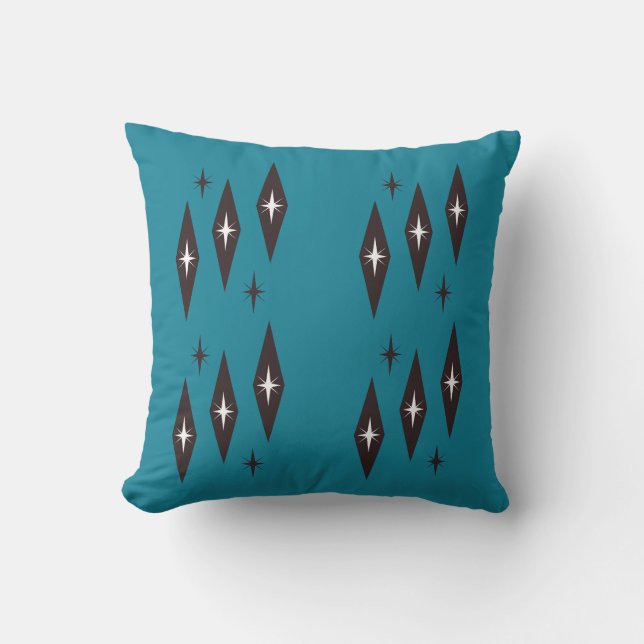 Atomic 1950’s Diamonds Pattern Teal Cushion (Front)