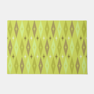 Atomic 1950’s Diamonds Stars Chartreuse Doormat