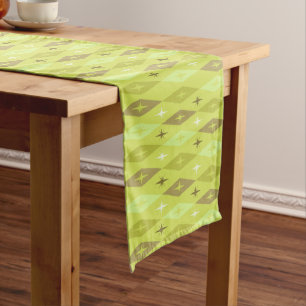 Atomic 1950’s Diamonds Stars Chartreuse Short Table Runner
