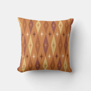 Atomic 1950’s Diamonds Stars Orange Cushion