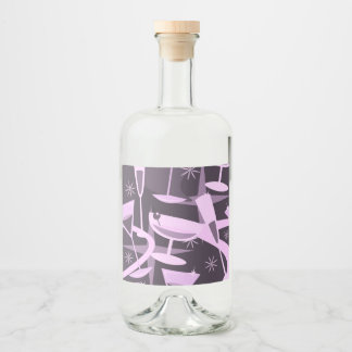 Atomic 50s Retro Martini Cocktail Pattern Liquor Bottle Label