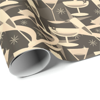 Atomic 50s Retro Martini Cocktail Pattern Wrapping Paper