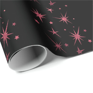 Atomic 50s Retro Sparkles & Stars Pattern Wrapping Paper