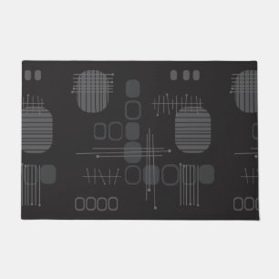 Atomic Abstract Barkcloth Black Doormat