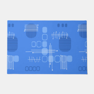 Atomic Abstract Barkcloth Blue Doormat