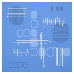 Atomic Abstract Barkcloth Blue Fabric