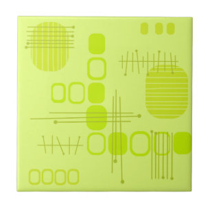 Atomic Abstract Barkcloth Chartreuse Ceramic Tile