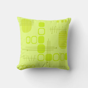 Atomic Abstract Barkcloth Chartreuse Cushion