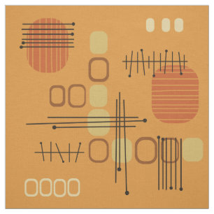 Atomic Abstract Barkcloth Ochre Fabric