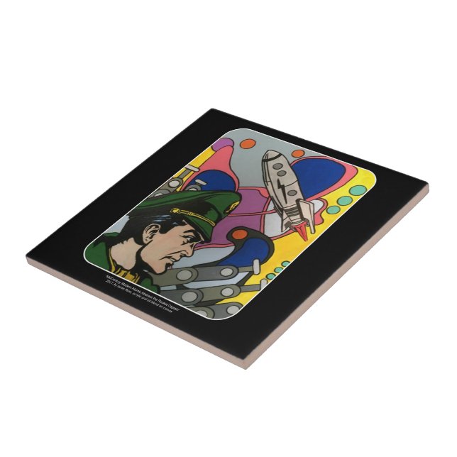 Atomic Abstract the Rocket Captain painting on a Ceramic Tile (Side)