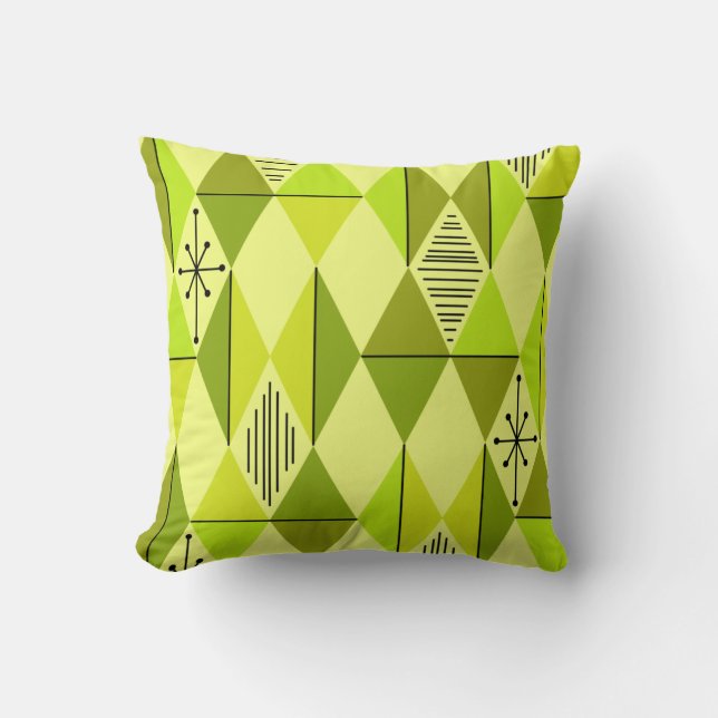 Atomic Age Art Diamonds Chartreuse Cushion (Front)
