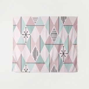 Atomic Age Art Diamonds Pastel Pink Green Tapestry
