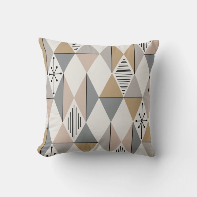 Atomic Age Art Diamonds Silver Gold Cushion (Front)