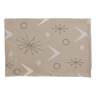 Atomic Age Boomerangs Starbursts Earth Tones Pillowcase