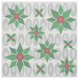 Atomic Age Christmas Holly Silver Fabric