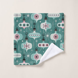 Atomic Age Christmas Ornaments Teal  ©studioxtine Bath Towel Set