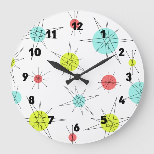 Atomic Age Colourful Planets Large Clock (Front)