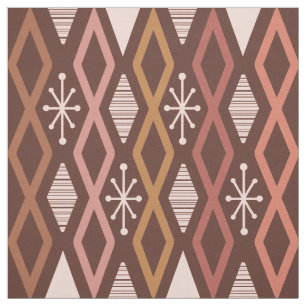 Atomic Age Diamond Columns Burnt Orange Fabric