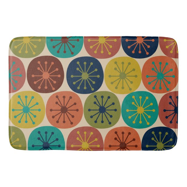 Atomic Age Dots Mid-century Retro Pattern Bath Mat (Front)