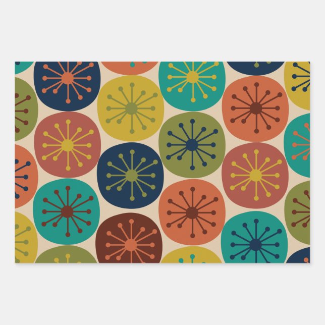 Atomic Age Dots Midcentury Modern Pattern Wrapping Paper Sheet (Front)