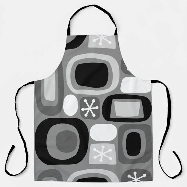 Atomic Age Fieldstones Black White Apron (Front)